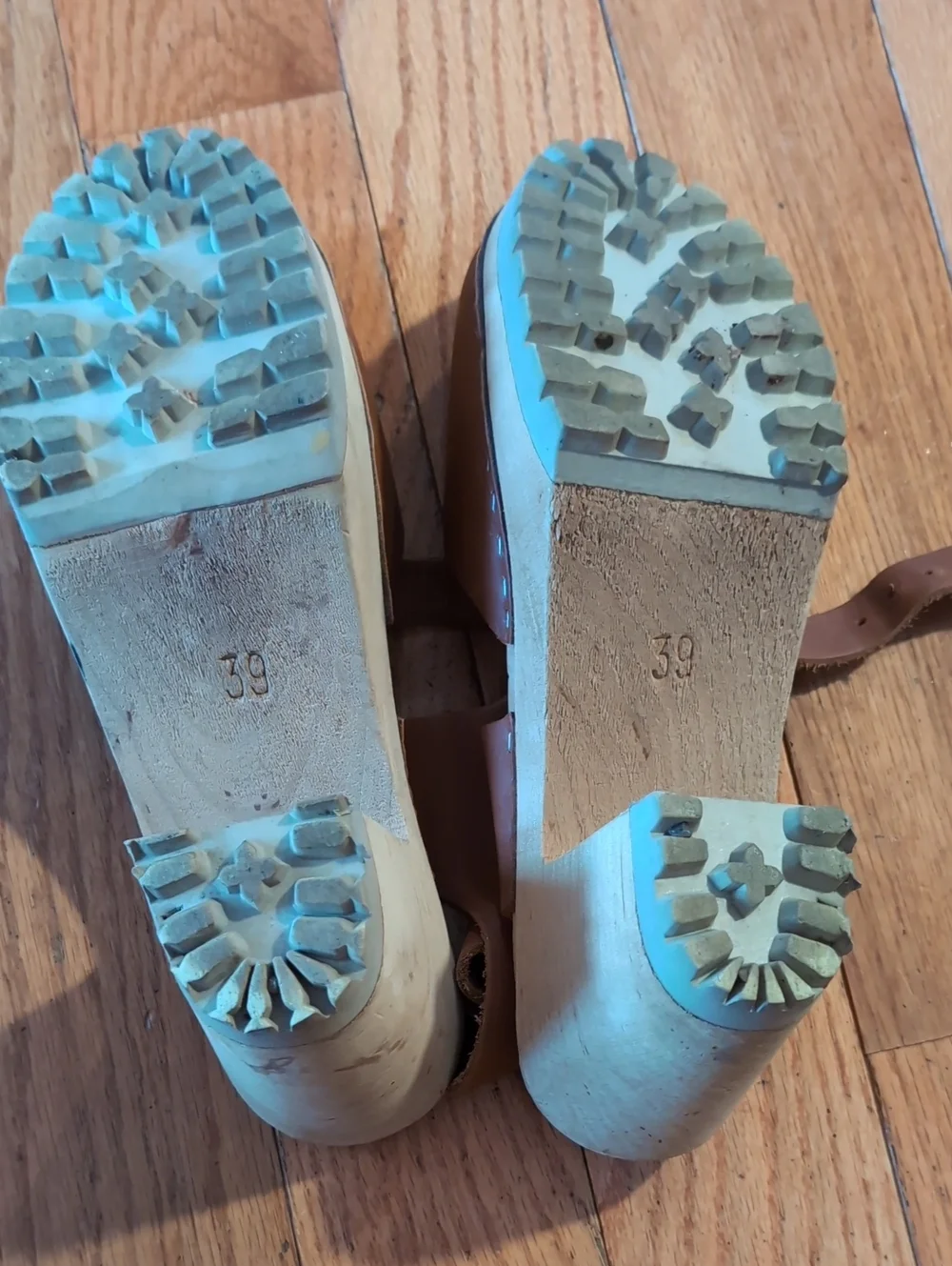 MIA Brown Leather Clog Sandals with Buckle Strap
